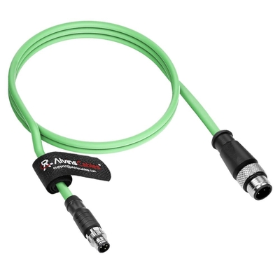 Alvin's Cables M8 A-Code 4 Pin Male to M12 D-Code 4 Pin Male Ethernet Cable High-Flex Shielded Cat6a for Beckhoff ZK1090-3161, PROFINET, EtherCAT, Industrial Automation, Robotics 65.6ft/20m